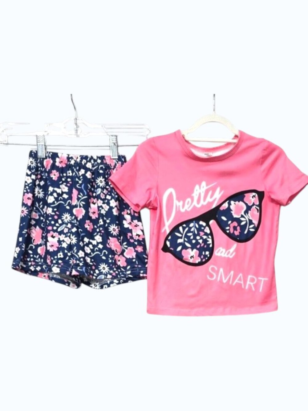 Girl's 5Y "Pretty and Smart" 2pc Set SHEIN Floral Glasses w/Matching Shorts T17